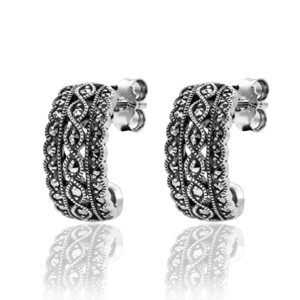 Marcasite Filigree Half-Hoop on Posts